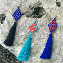 Load image into Gallery viewer, Diamond Japanese Beads and Tassel Earrings