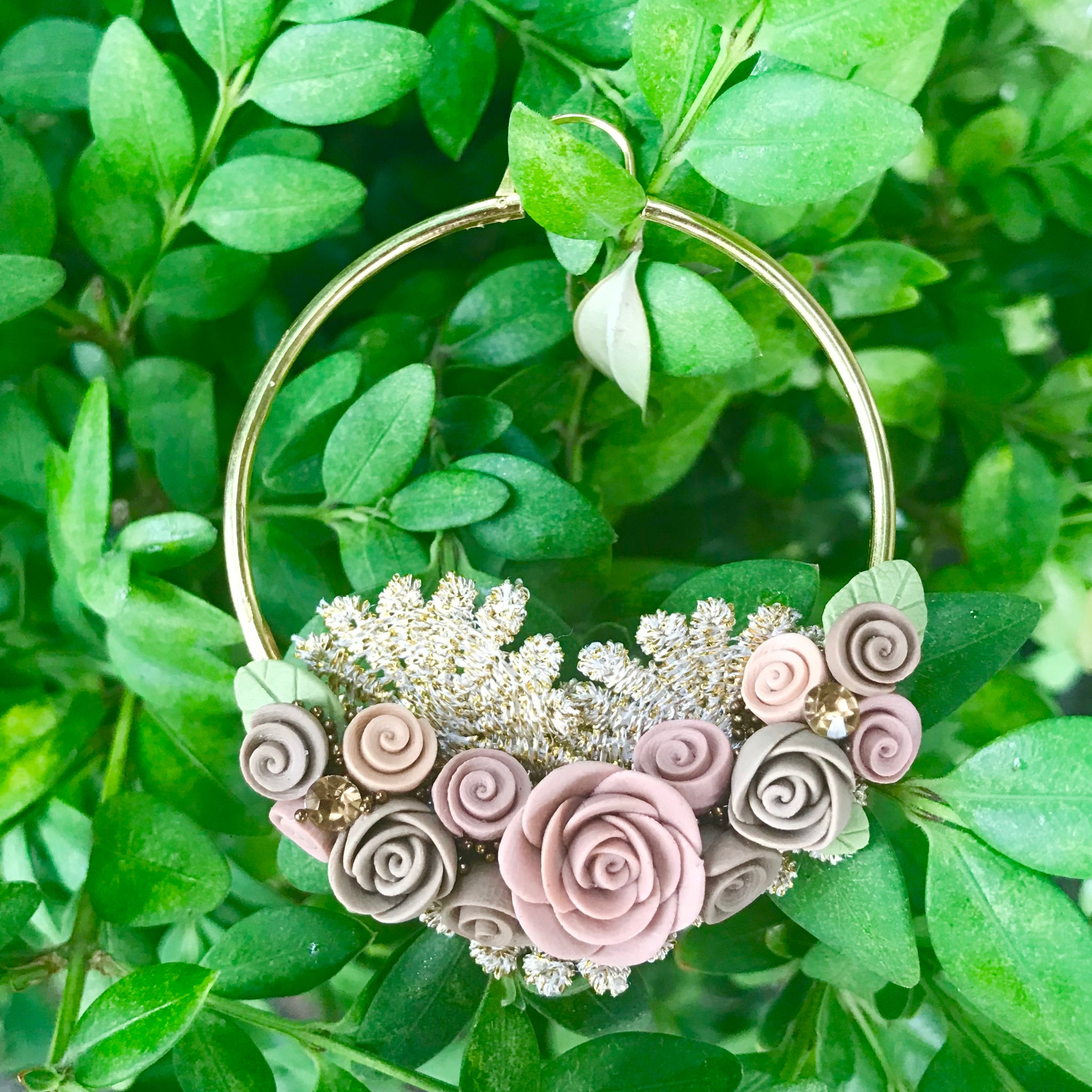 Polymer Clay Floral Hoop Earrings
