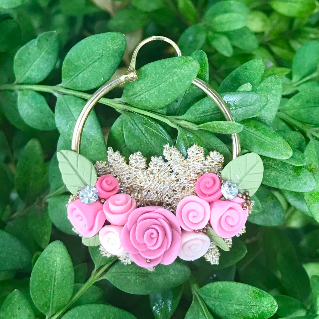 Small Floral Hoop Earrings
