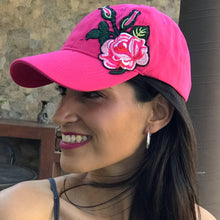 Load image into Gallery viewer, Embroidered Flower Hat pink