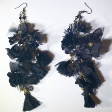 Load image into Gallery viewer, Black Silk Earrings