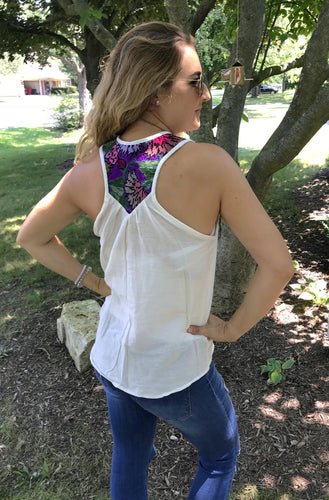 V-Neck Embroidered Tank Top