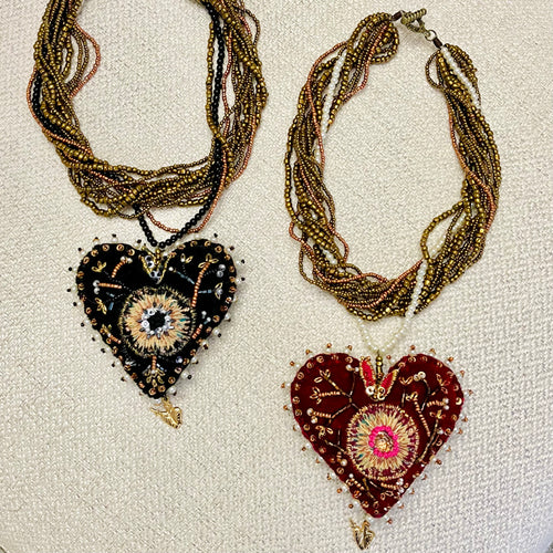 Terciopelo Embroidered Heart Necklace